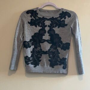 Diane von furstenburg lace gray and black sweater​​​​​​​​